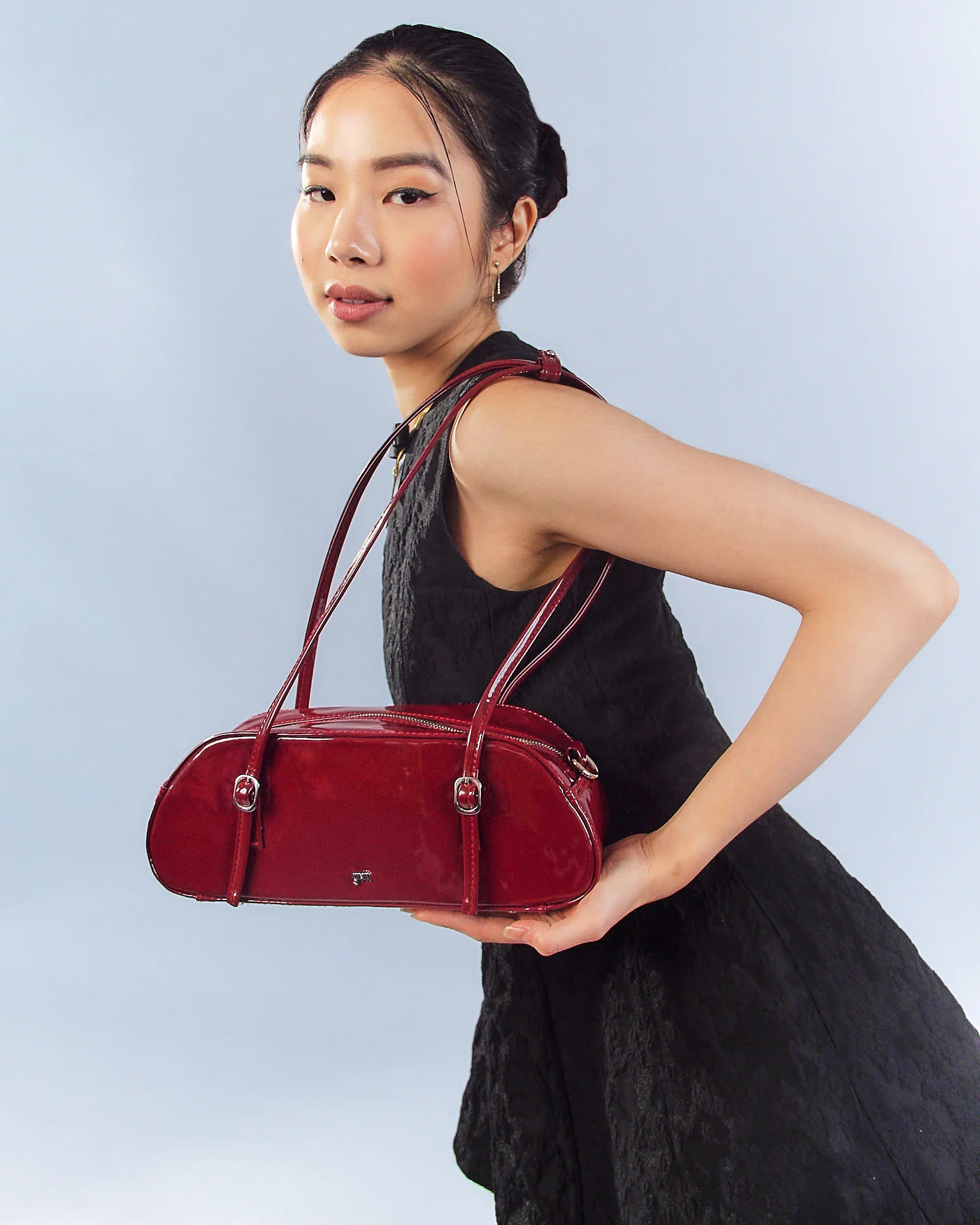Baguette Bag in Burgundy (Patent) - Image 4