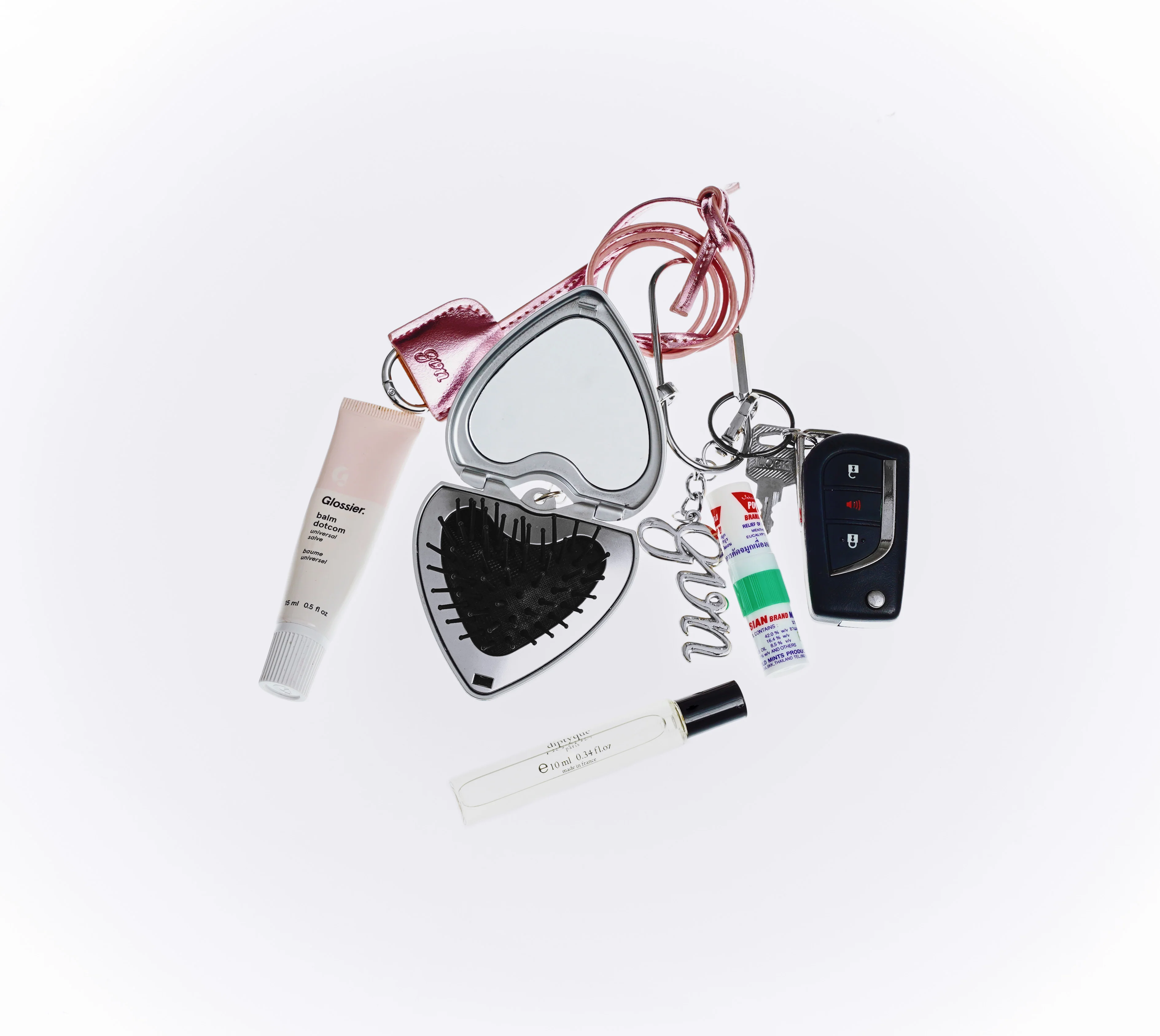 Compact Mirror & Brush Keychain (without Personalized Initials) - Image 2