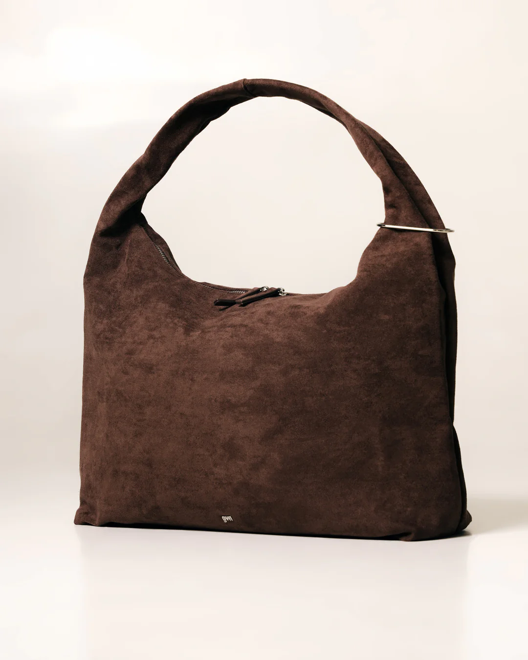 Large Hobo Bag in Suede Cocoa - Image 3