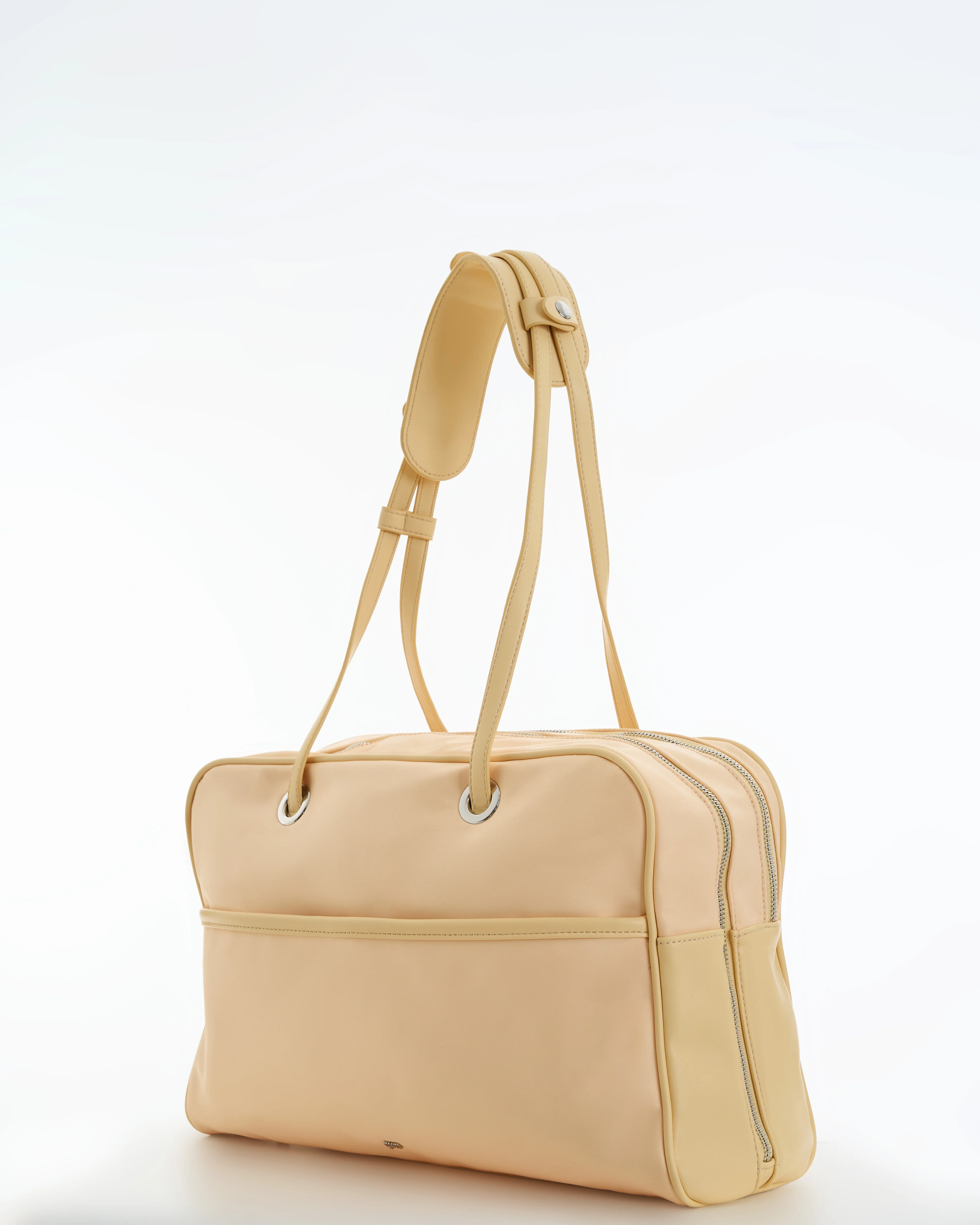 Large Nylon Bowler Bag in Butter - Image 3