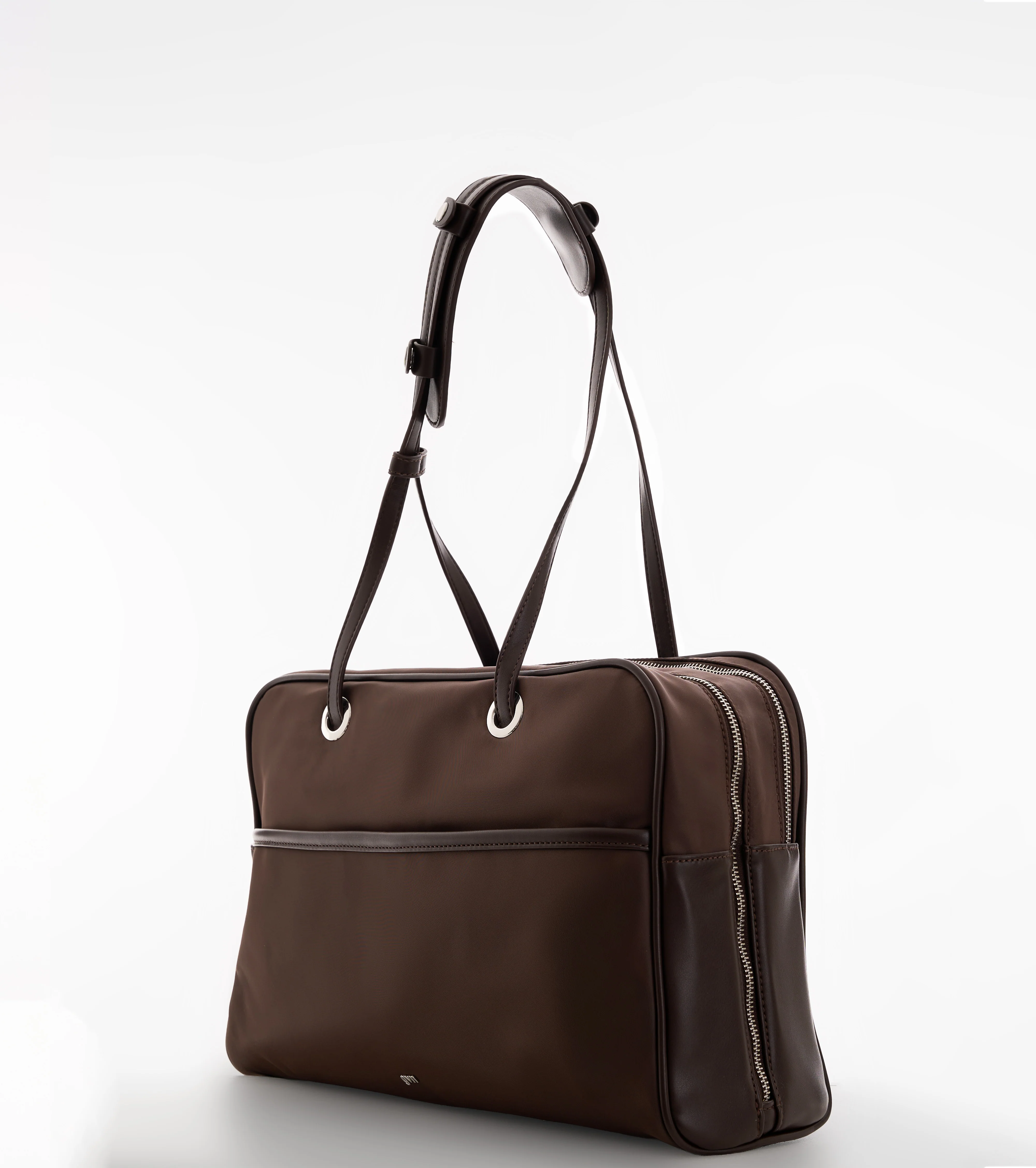 Large Nylon Bowler Bag in Espresso - Image 3