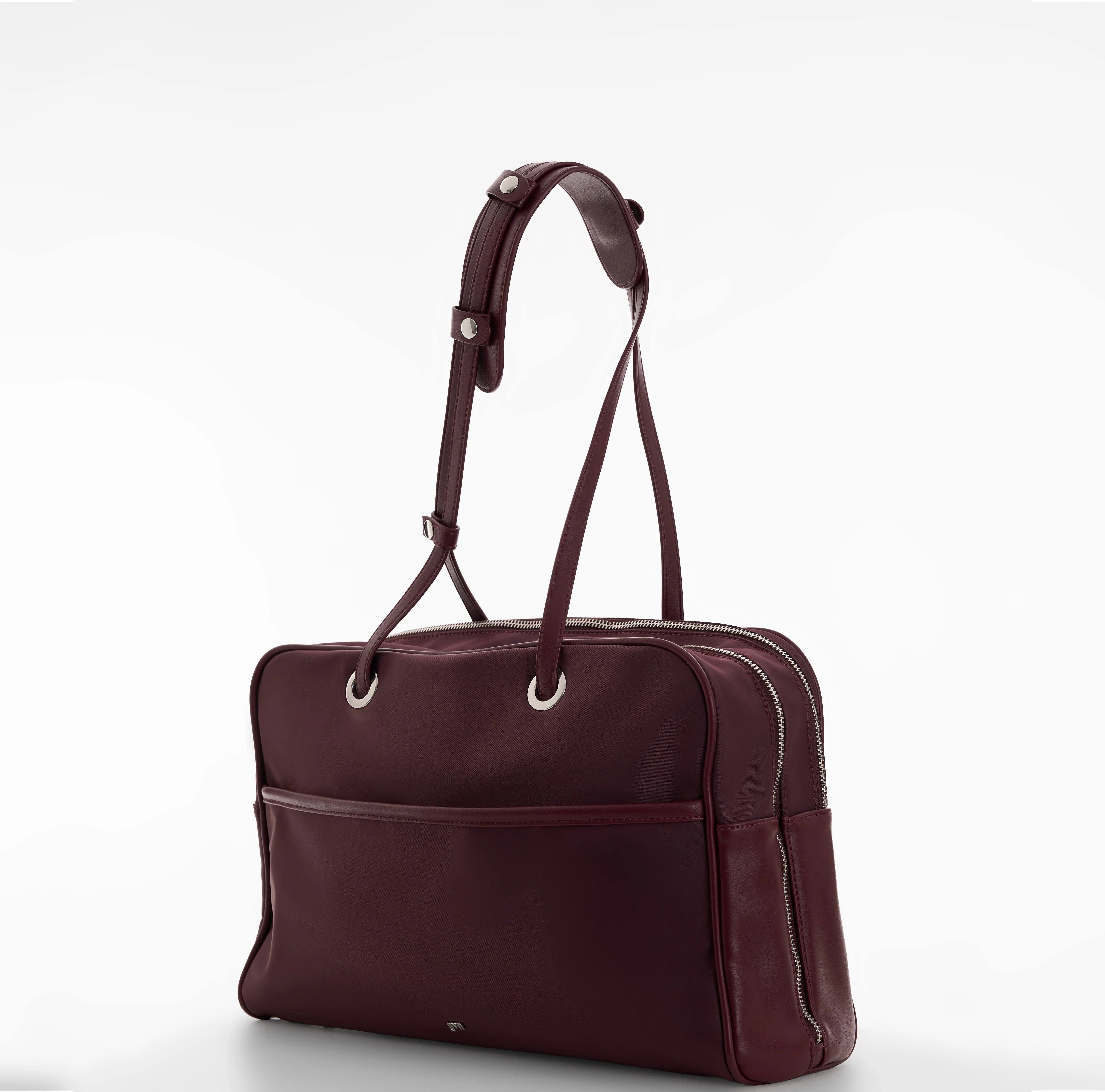 Large Nylon Bowler Bag in Oxblood - Image 3