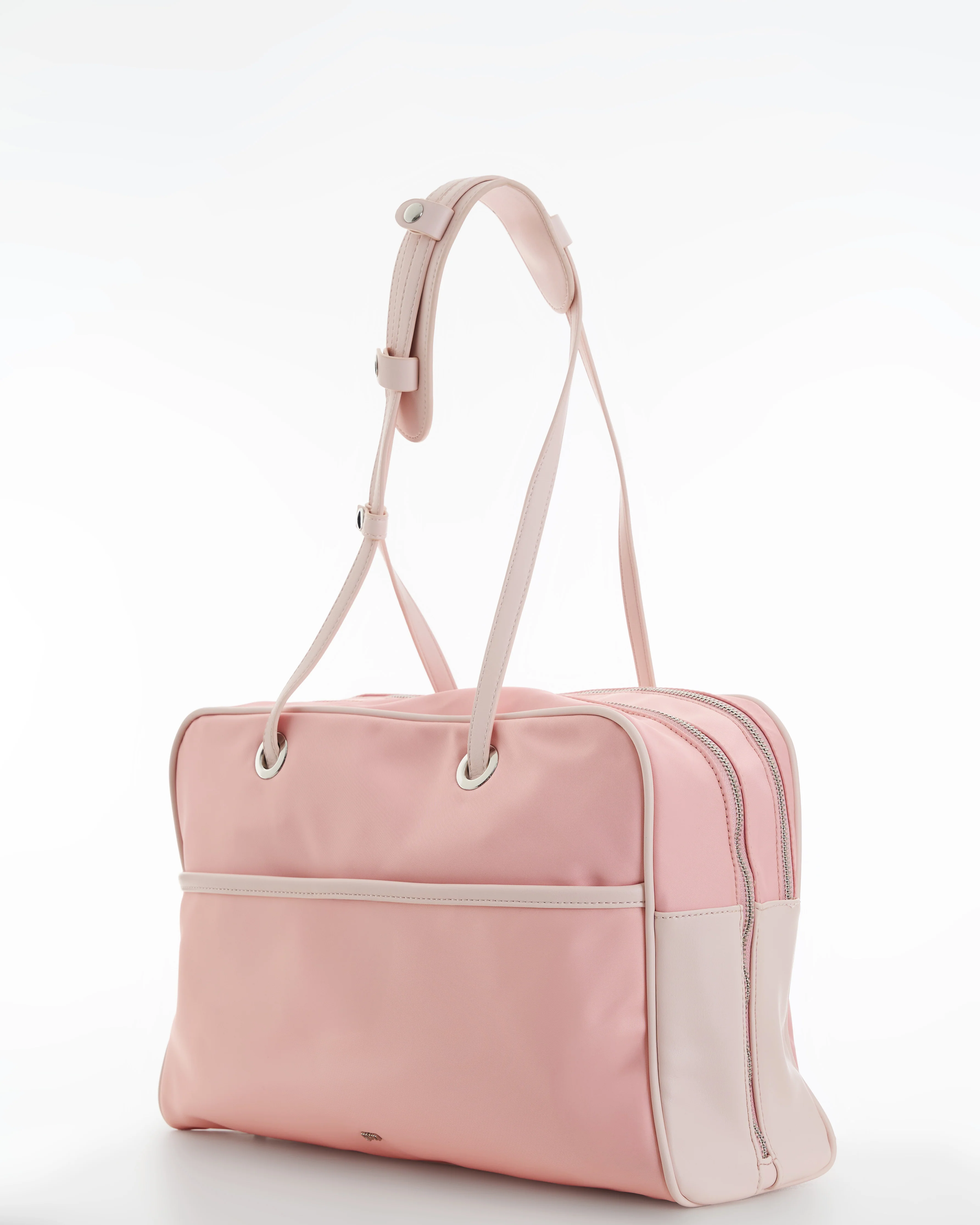 Large Nylon Bowler Bag in Petal - Image 3