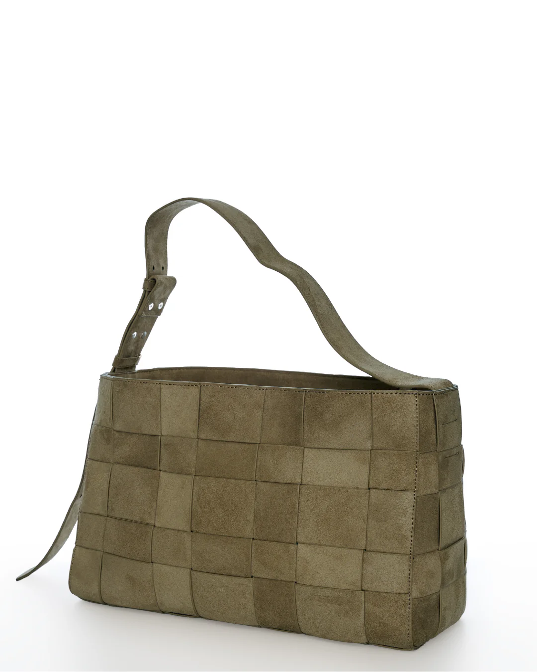 Large Woven Frame Bag in Suede Moss - Image 3