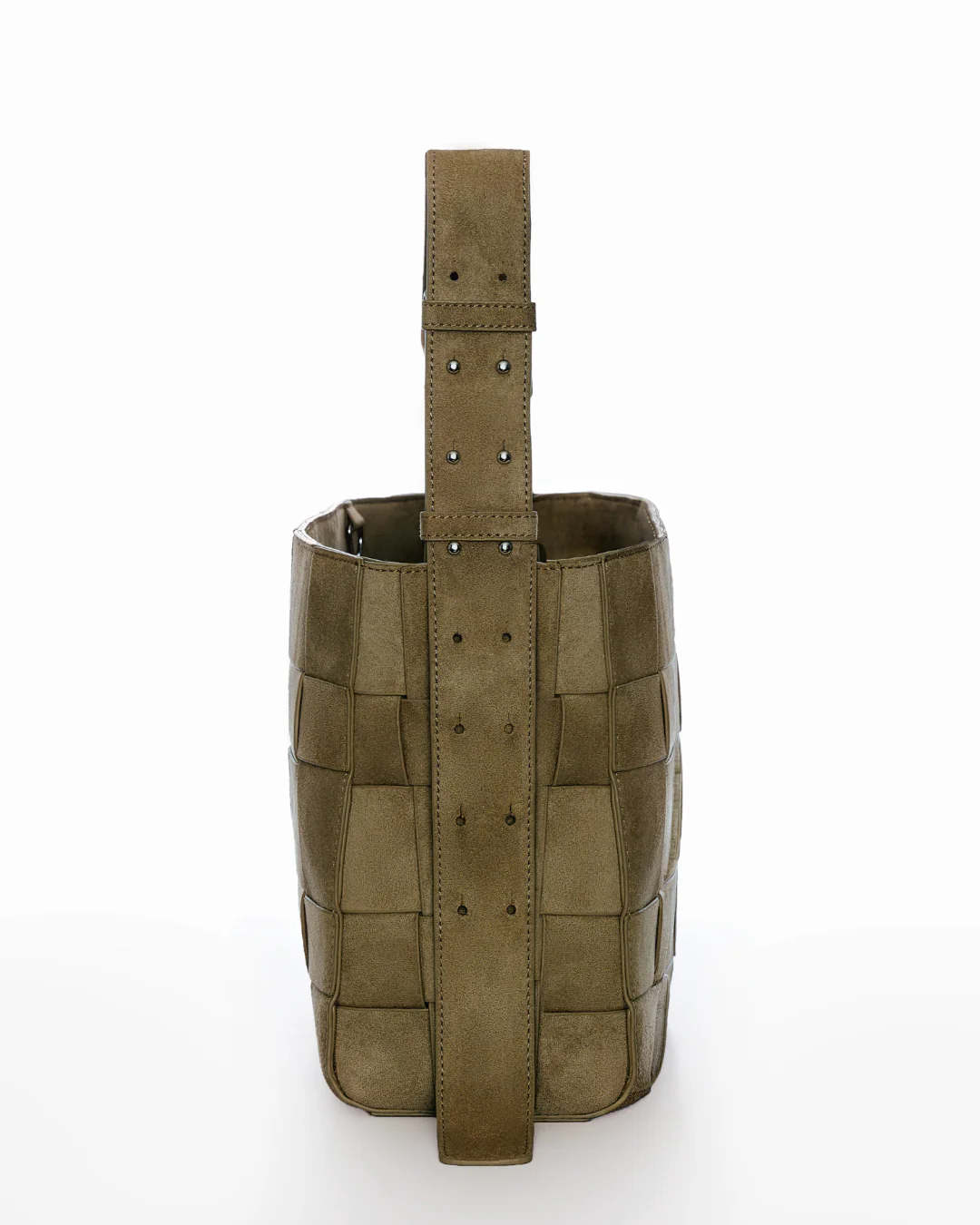 Large Woven Frame Bag in Suede Moss - Image 4