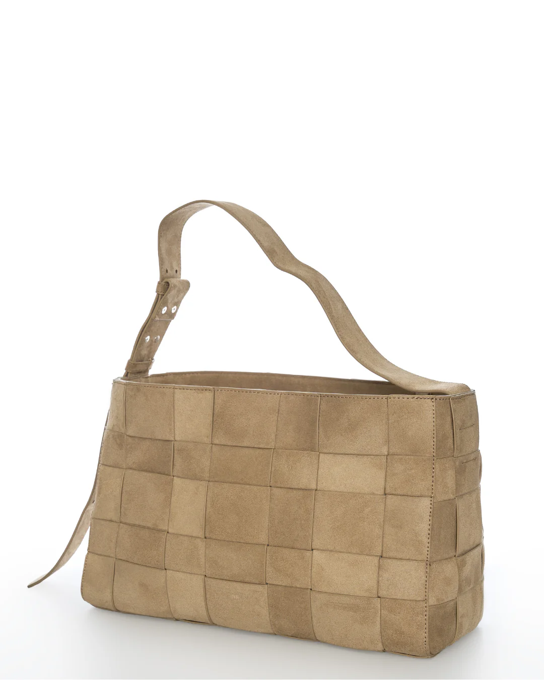 Large Woven Frame Bag in Suede Sand - Image 3