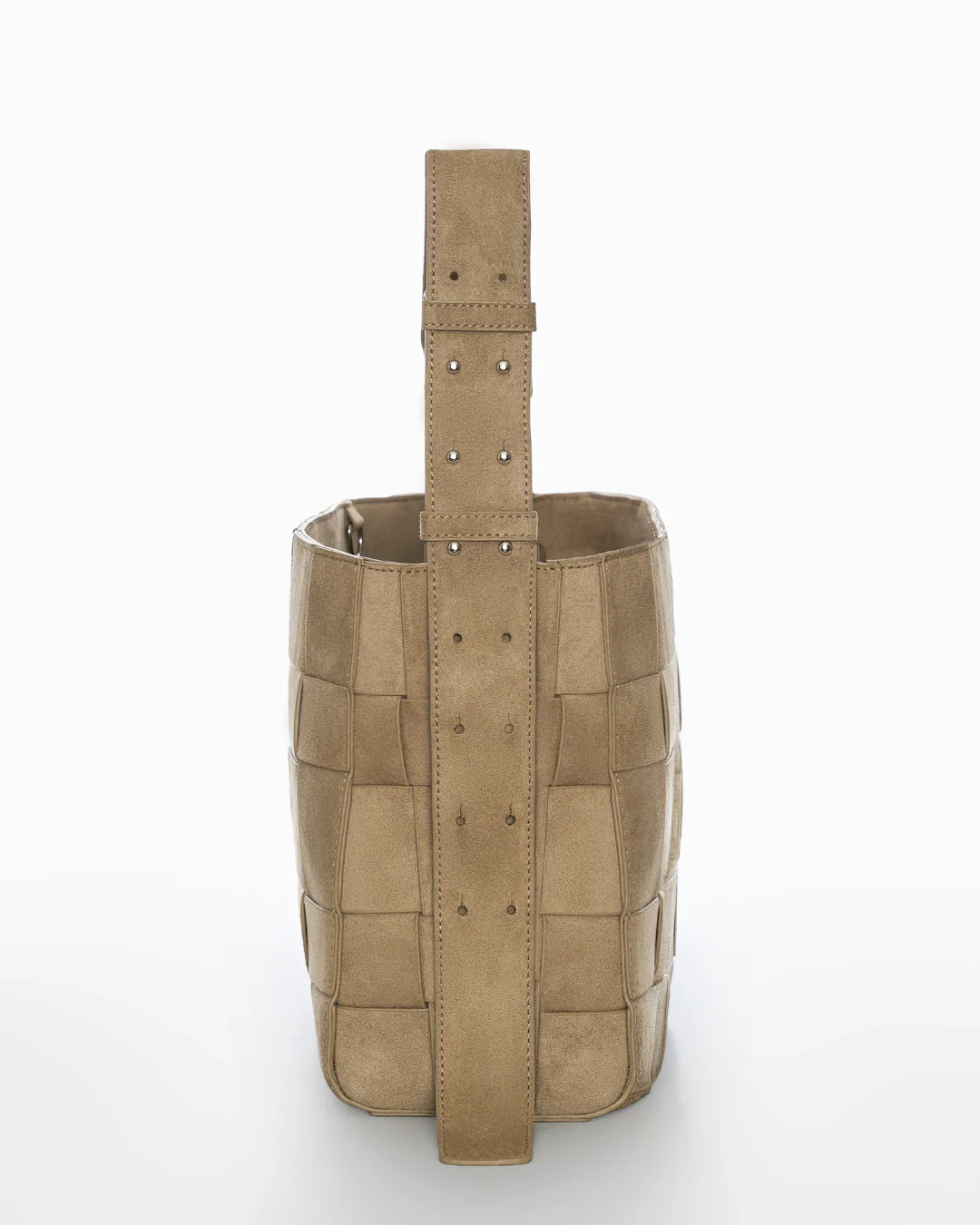 Large Woven Frame Bag in Suede Sand - Image 4