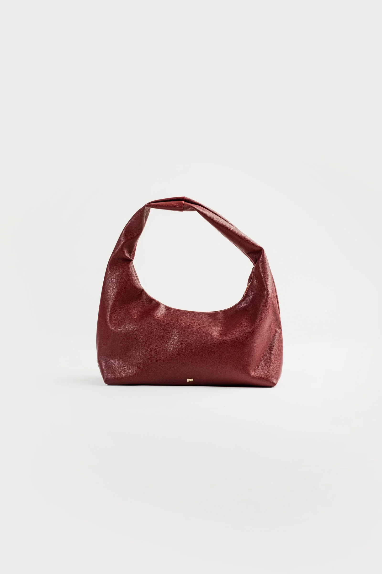 Medium Hobo Bag in Burgundy (Light Pebbled) - Image 3