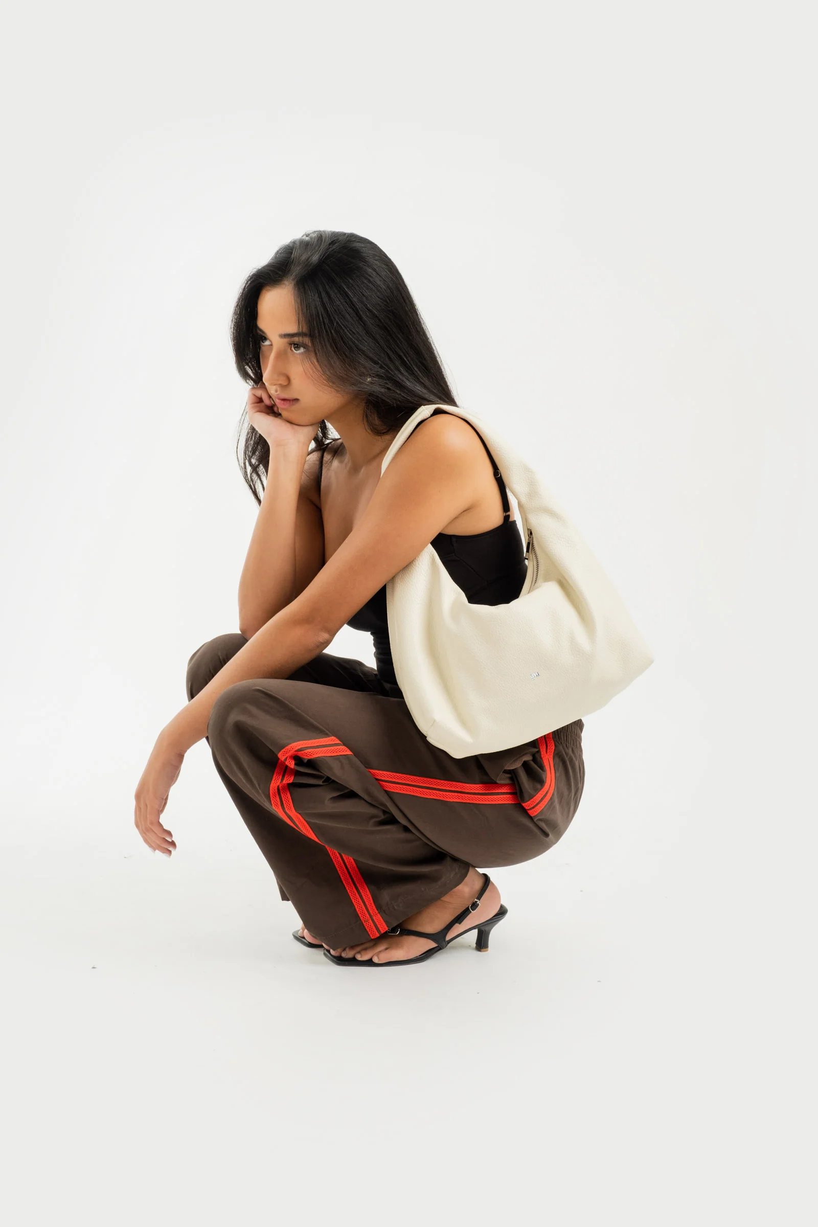 Medium Hobo Bag in Eggshell (Heavy Pebbled) - Image 2