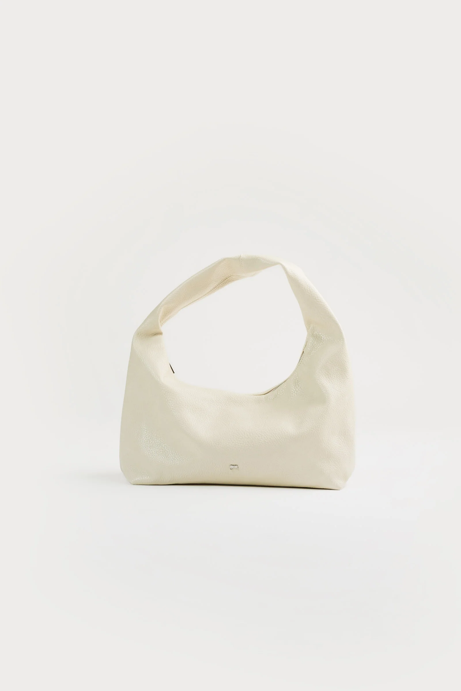 Medium Hobo Bag in Eggshell (Heavy Pebbled) - Image 3