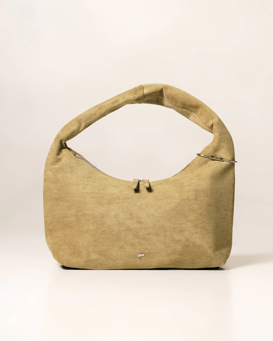 Medium Hobo Bag in Suede Khaki - Image 3