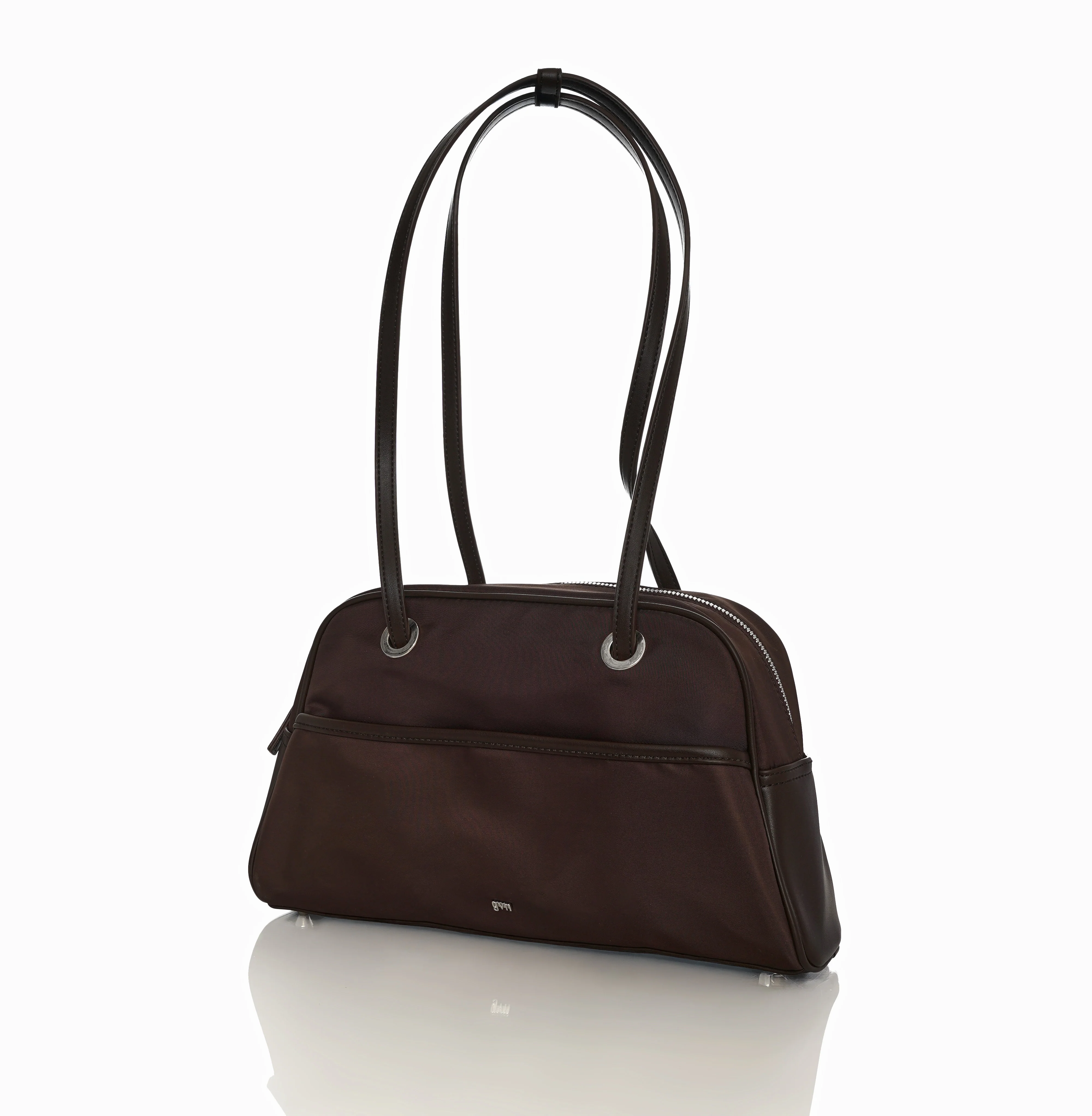 Medium Nylon Bowler Bag in Espresso - Image 3