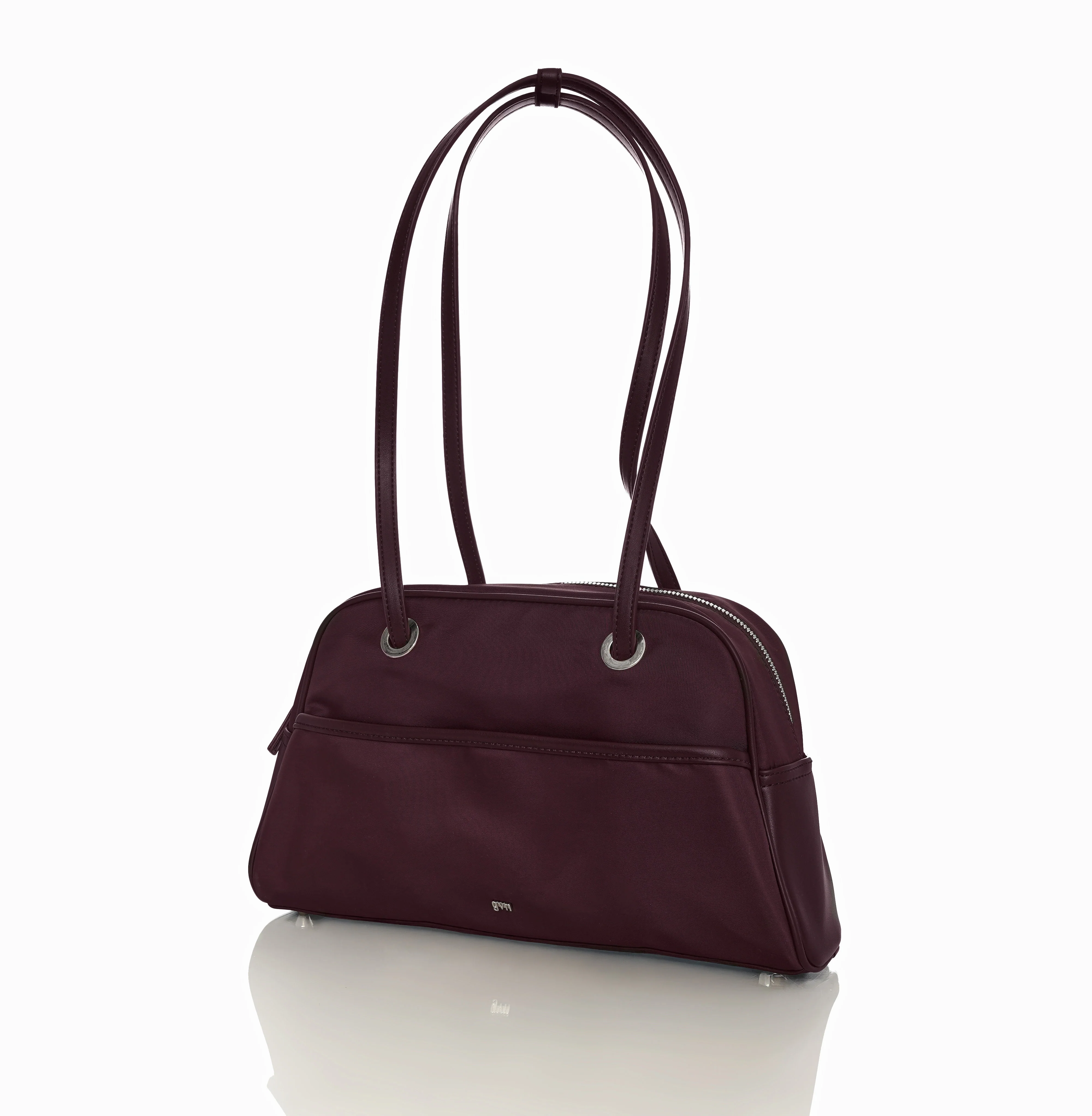Medium Nylon Bowler Bag in Oxblood - Image 3