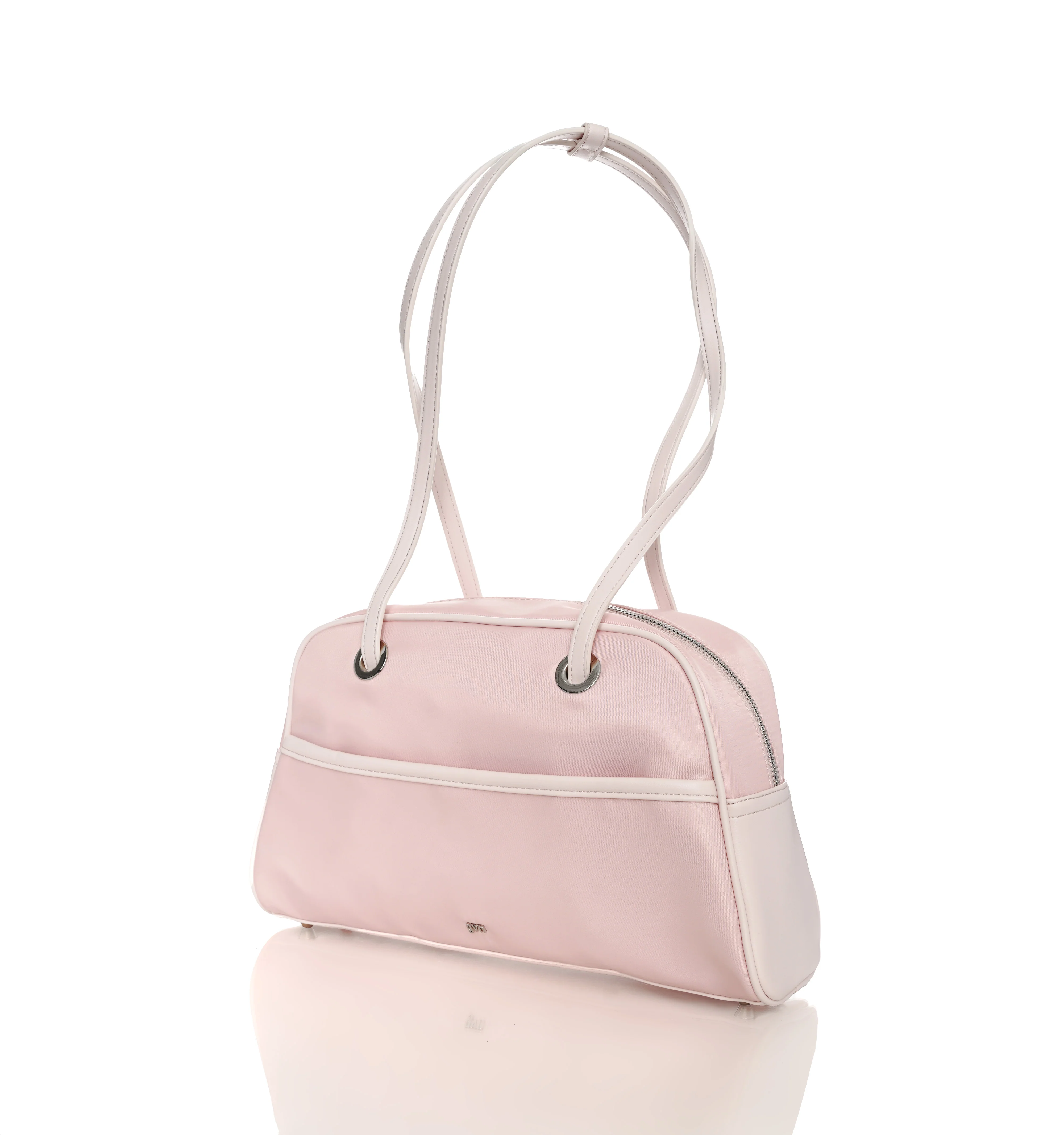 Medium Nylon Bowler Bag in Petal - Image 3