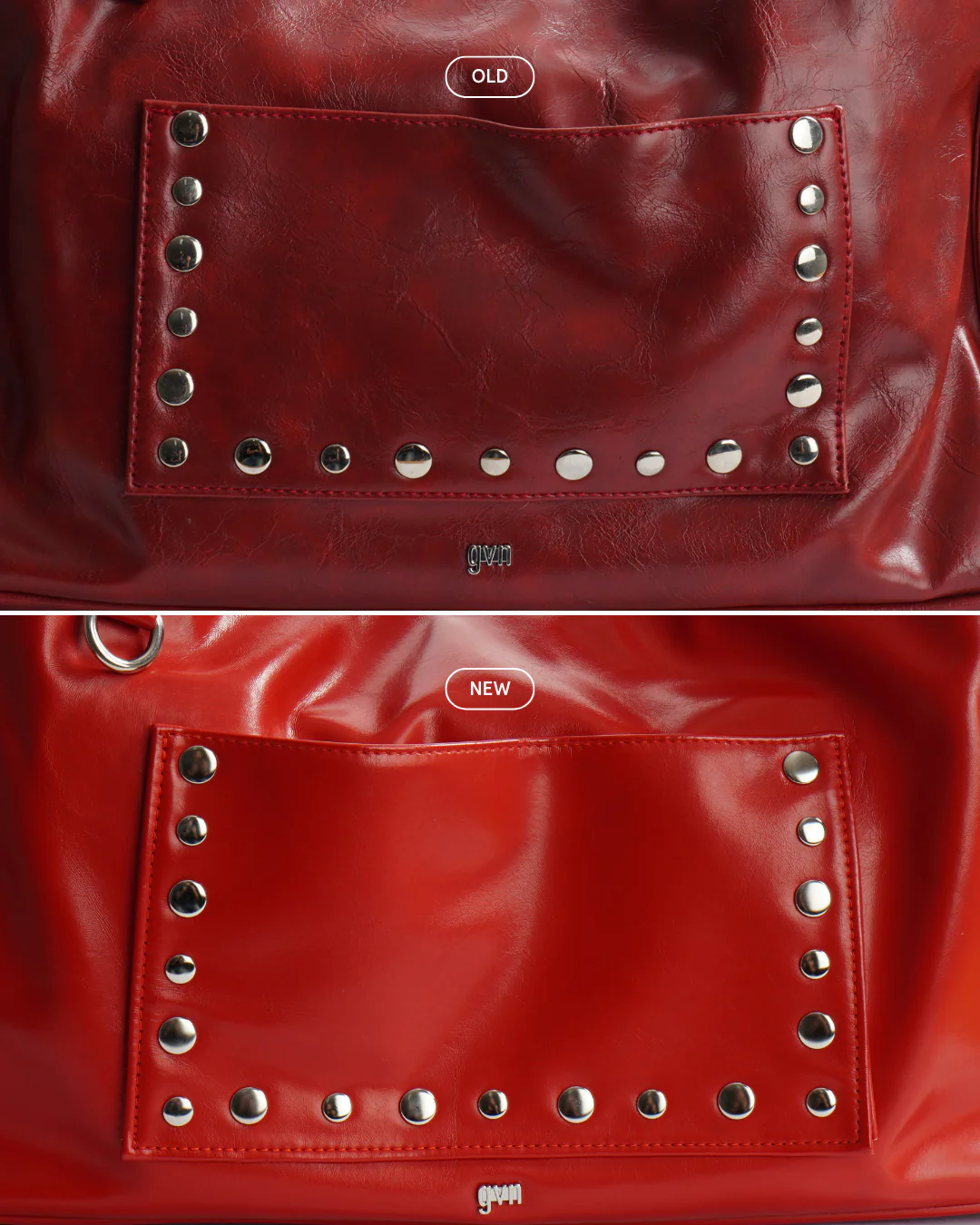 Limited Edition: Medium Studded Hobo Bag in Washed Oil Chili - Image 5