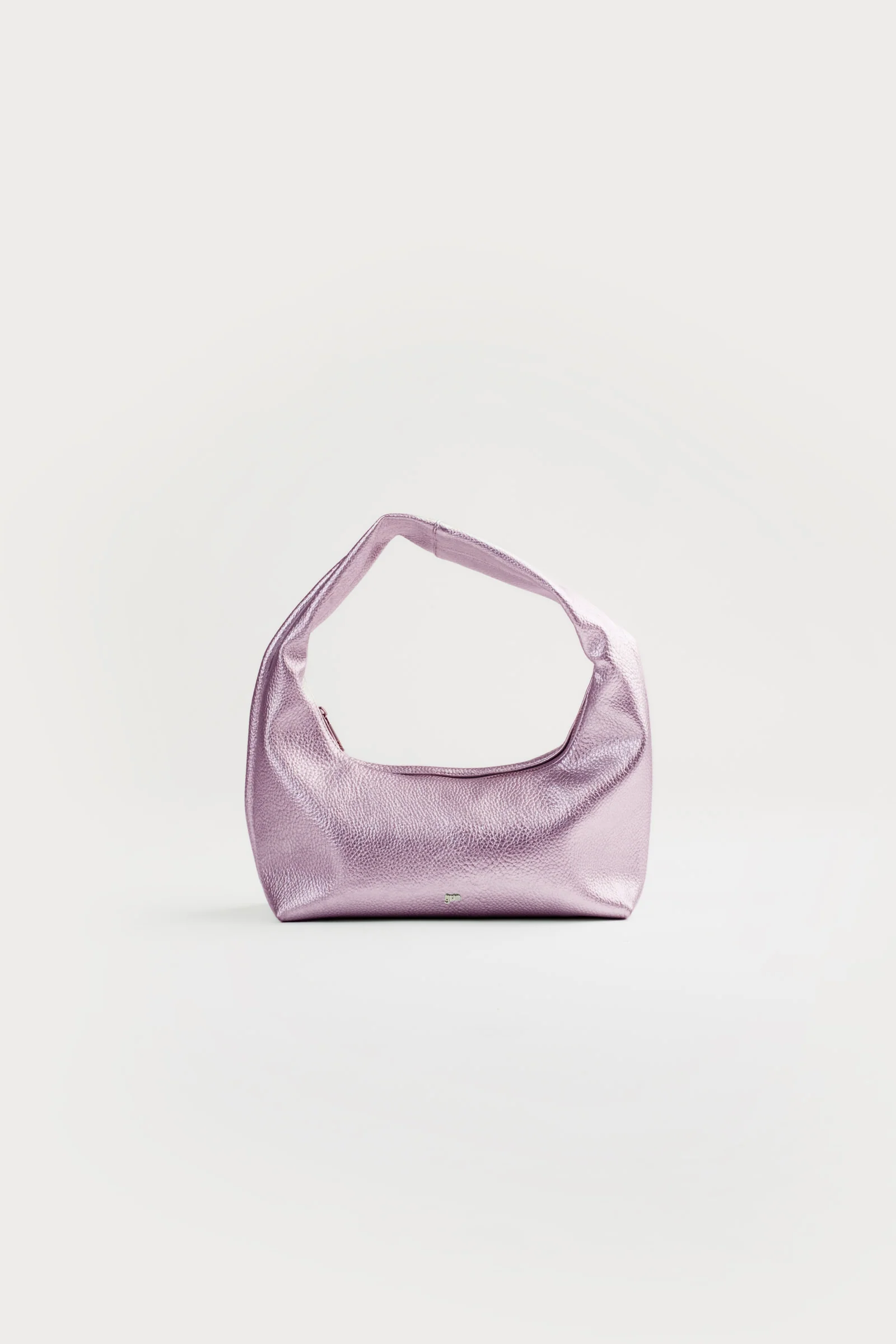 Small Hobo Bag in Metallic Pink (Heavy Pebbled) - Image 3