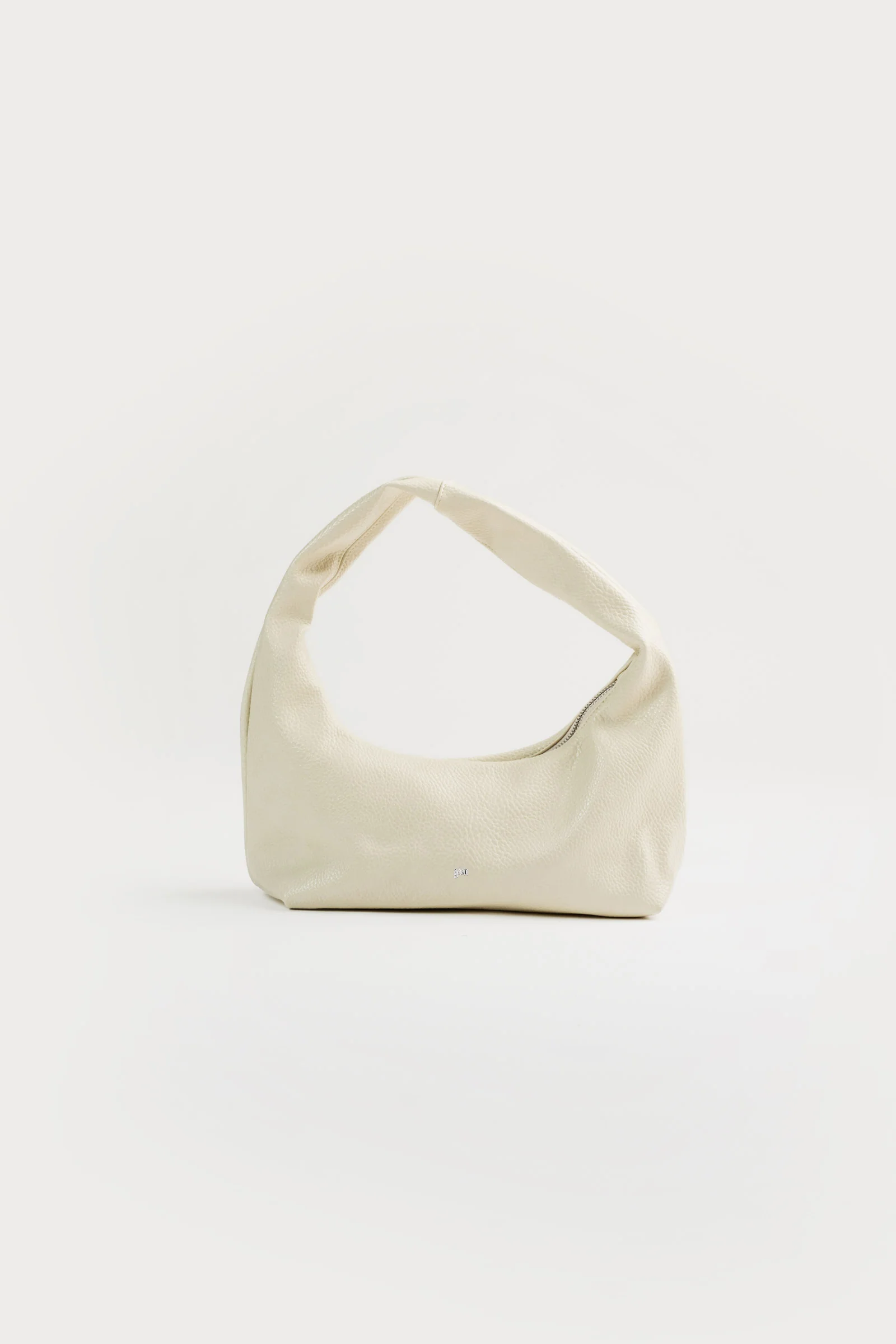 Small Hobo Bag in Eggshell (Heavy Pebbled) - Image 3