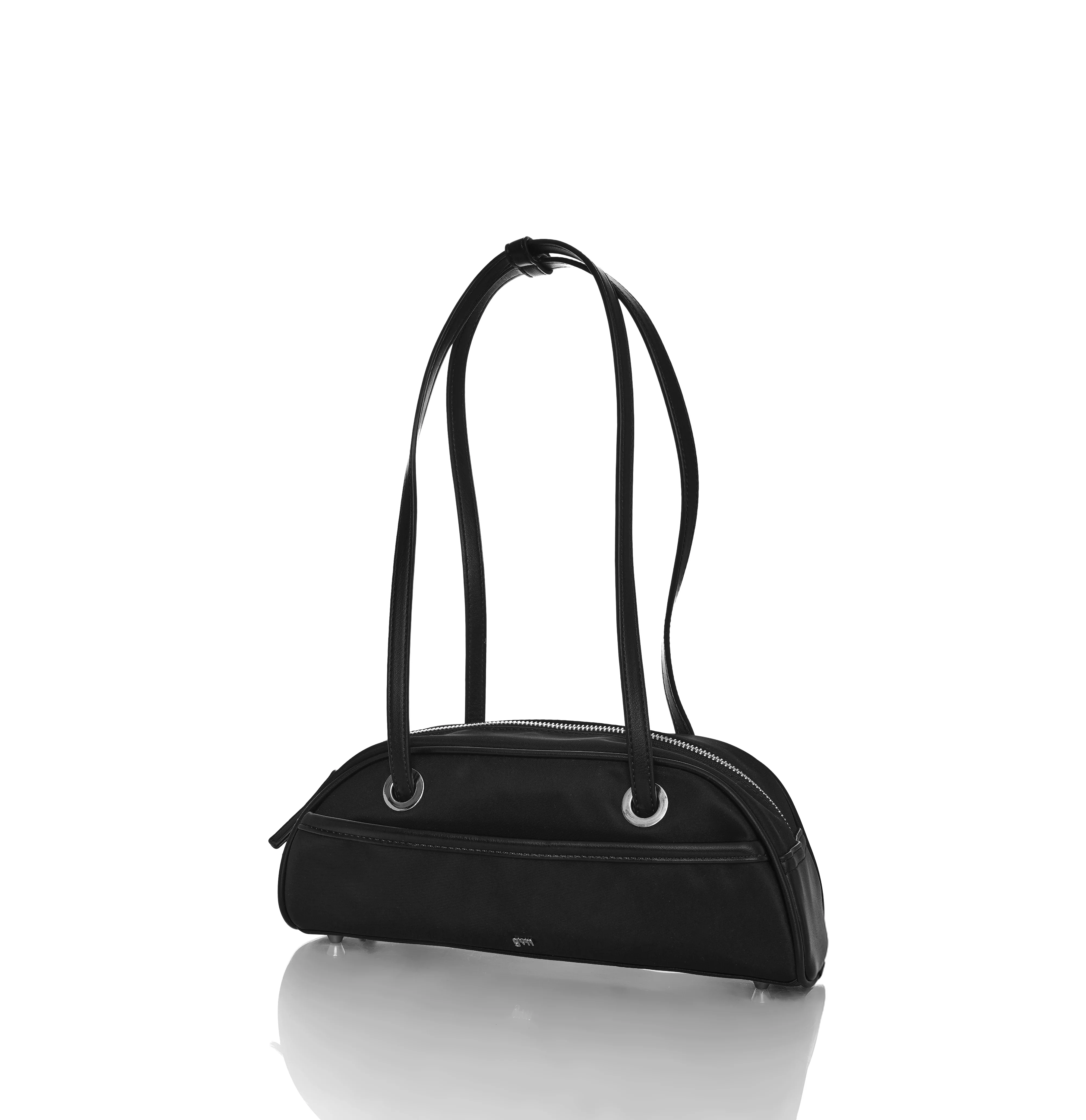 Small Nylon Bowler Bag in Charcoal - Image 3