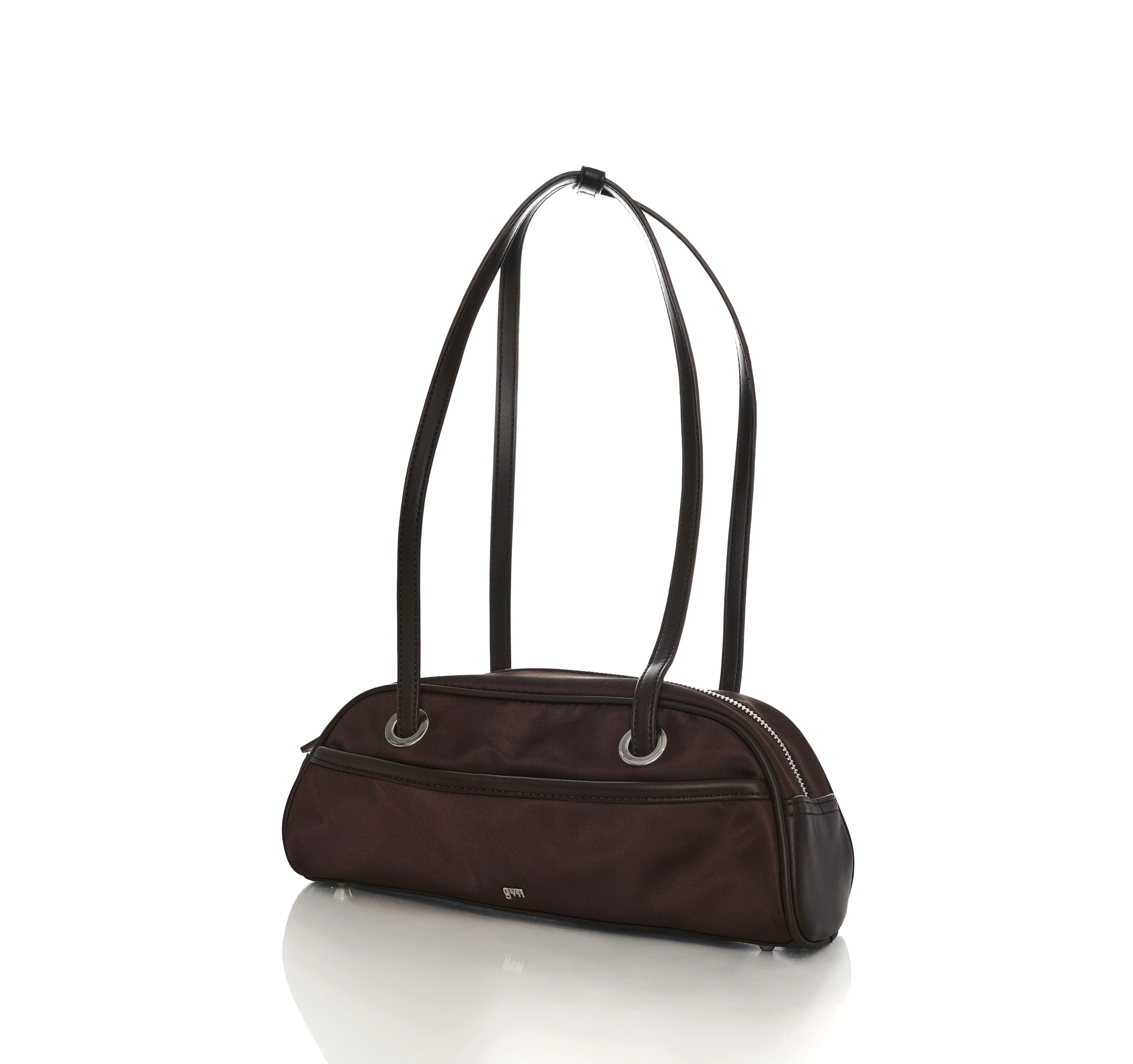 Small Nylon Bowler Bag in Espresso - Image 3