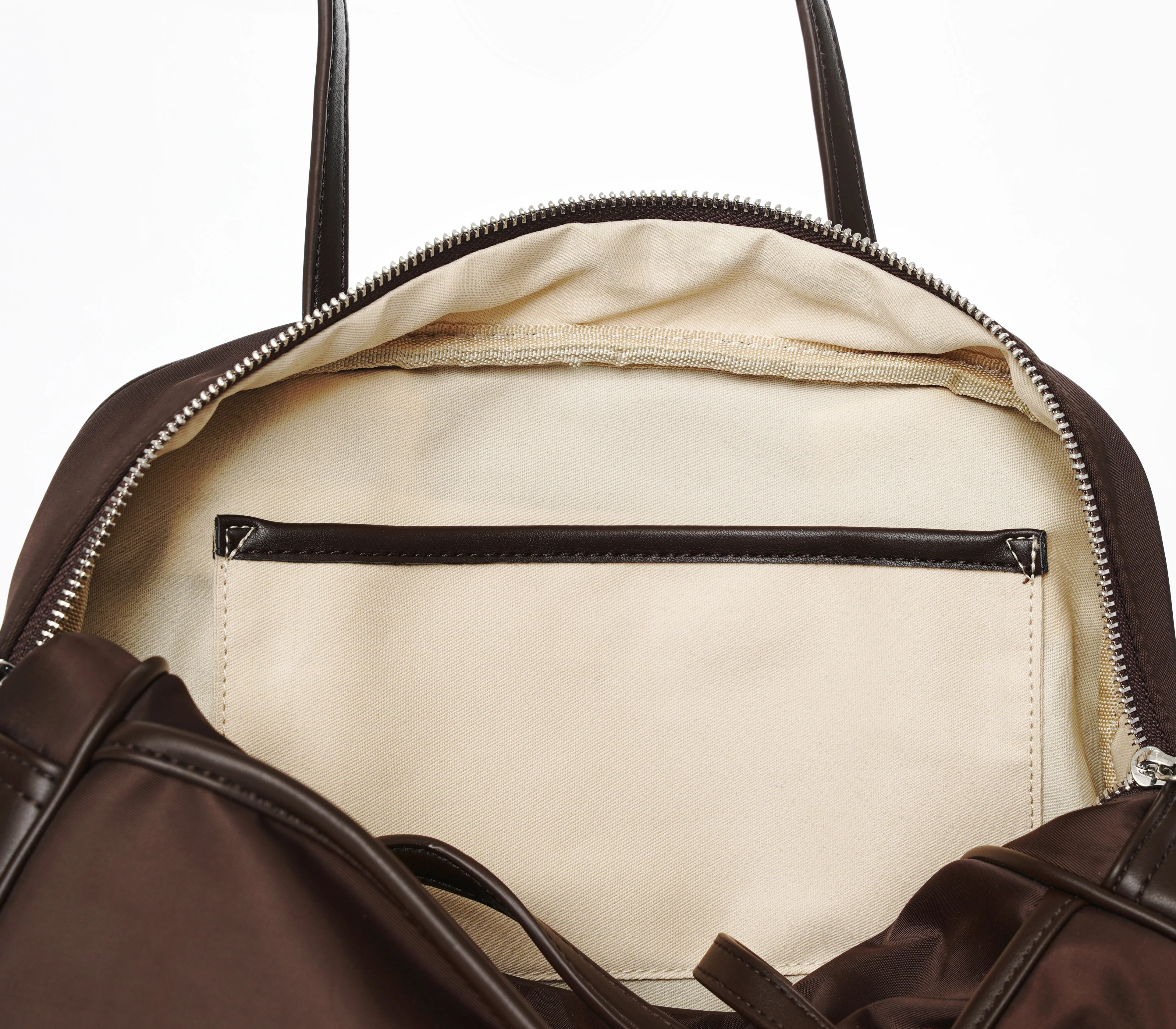 Small Nylon Bowler Bag in Espresso - Image 4