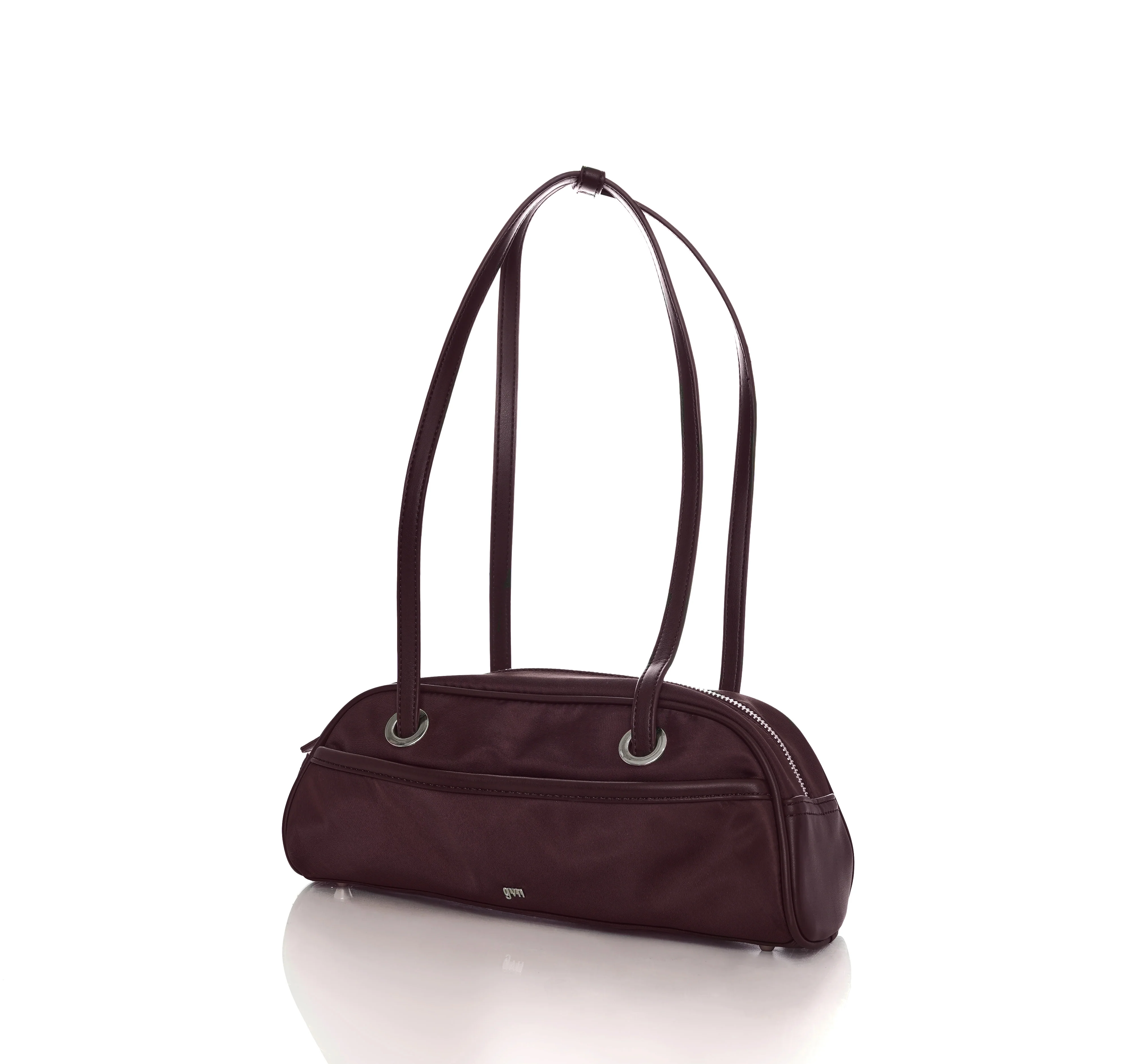 Small Nylon Bowler Bag in Oxblood - Image 3