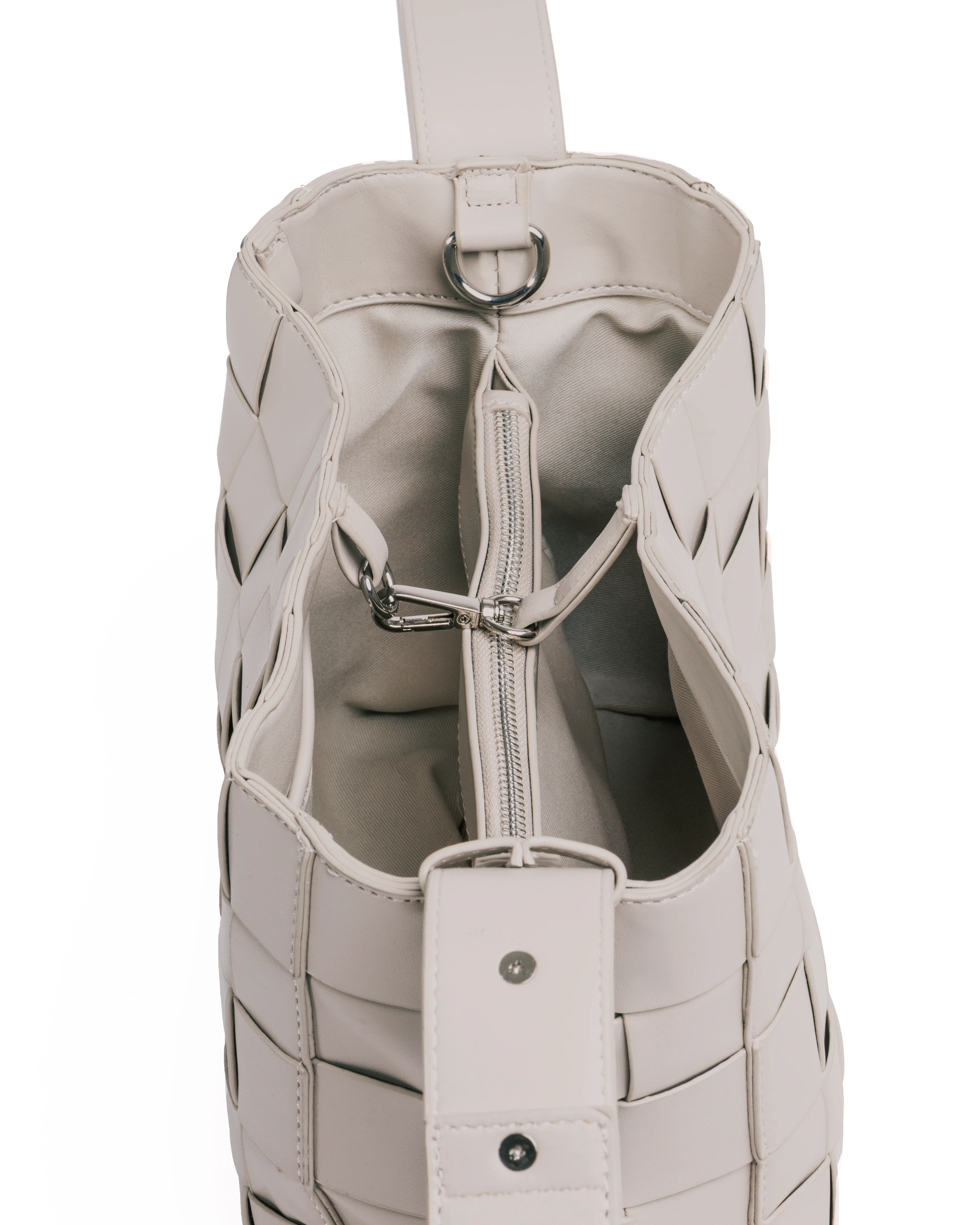 Medium Woven Frame Bag in Bone - Image 4