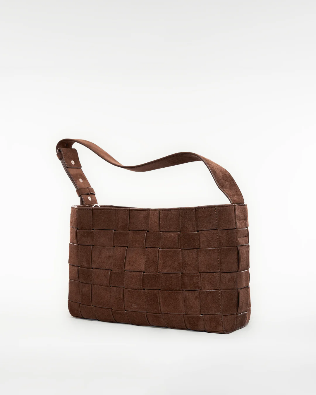 Medium Woven Frame Bag in Suede Cocoa - Image 3