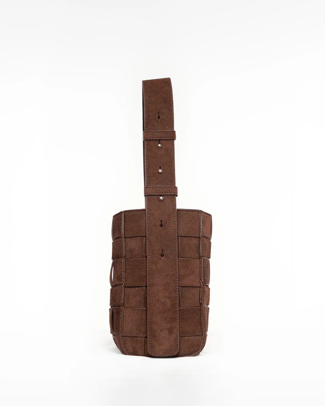 Medium Woven Frame Bag in Suede Cocoa - Image 4