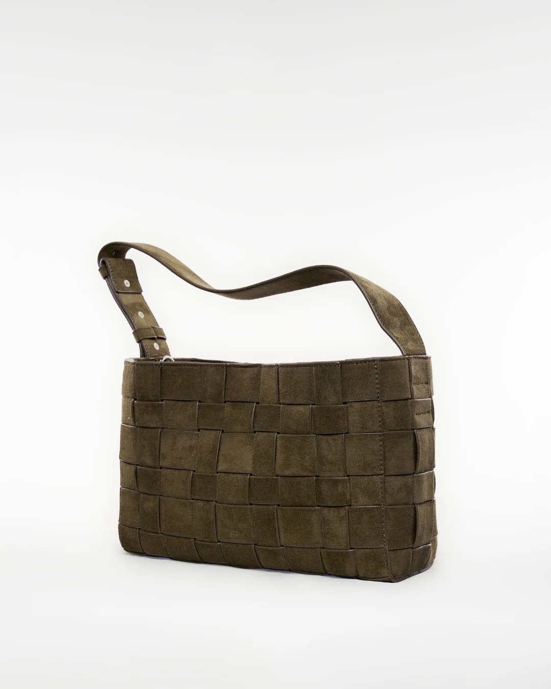 Medium Woven Frame Bag in Suede Moss - Image 3