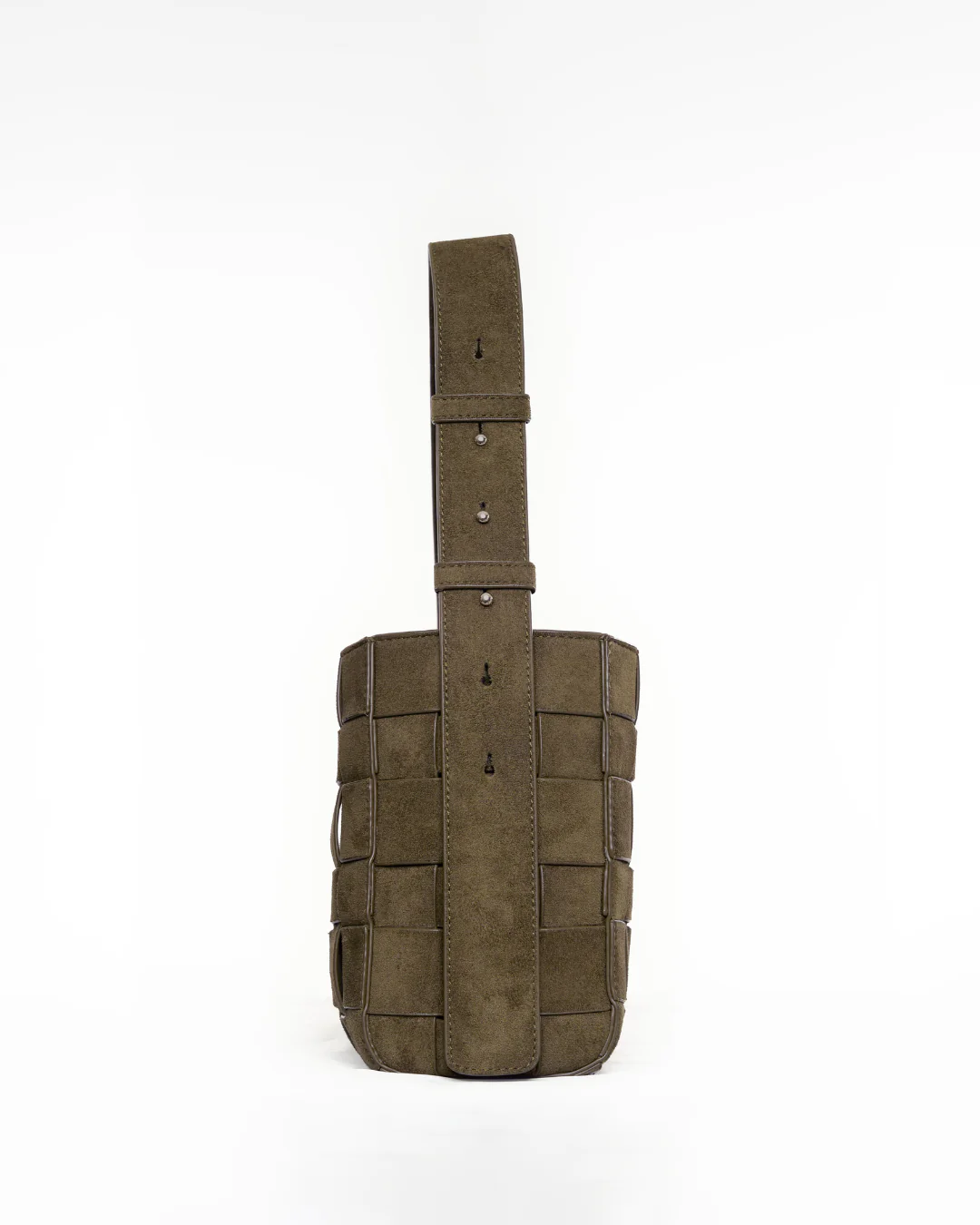 Medium Woven Frame Bag in Suede Moss - Image 4