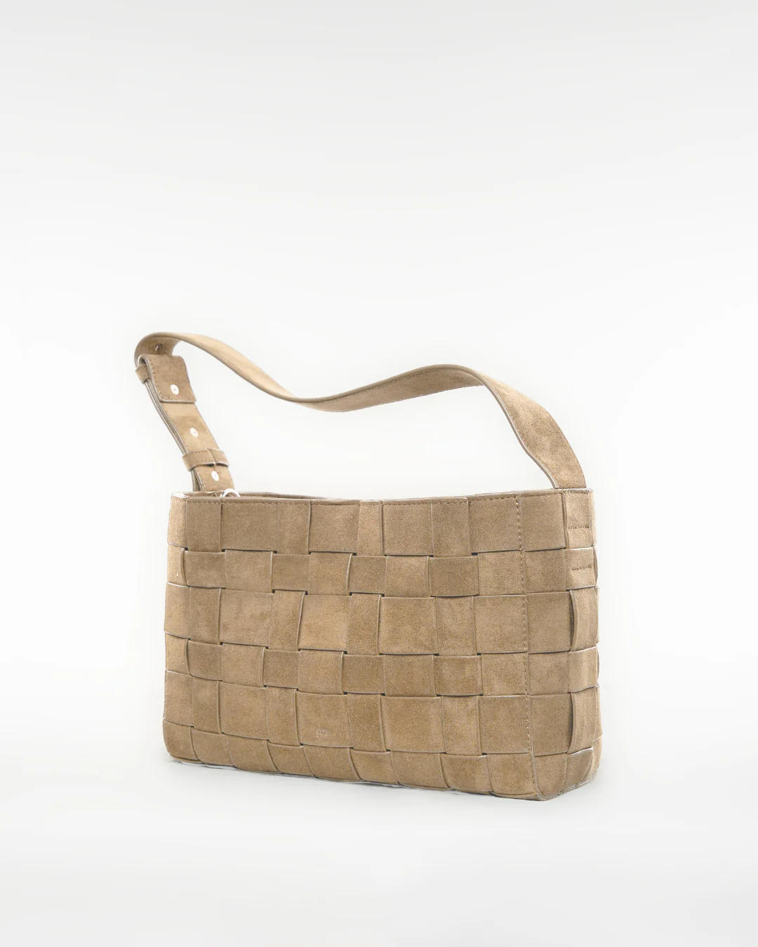Medium Woven Frame Bag in Suede Sand - Image 3