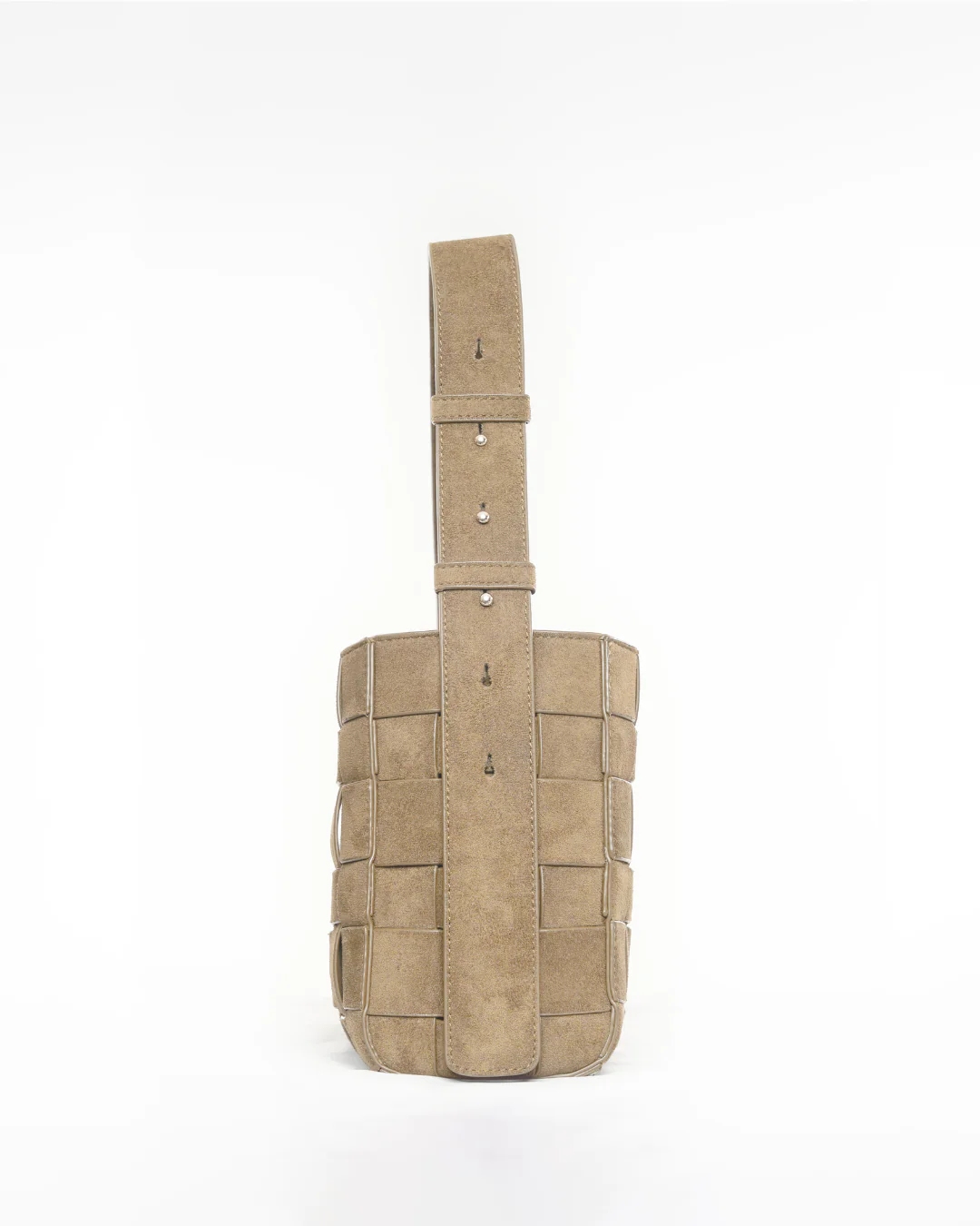 Medium Woven Frame Bag in Suede Sand - Image 4